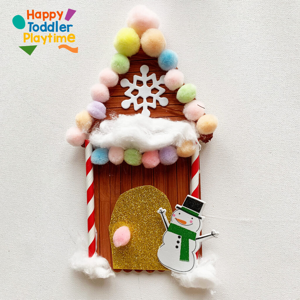 Popsicle Stick Gingerbread House Craft for Kids - Happy Toddler Playtime